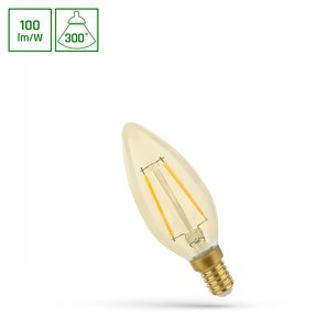 LED filament žárovka svíčka E14 5W 2400K 490 lm zlatá retroshine