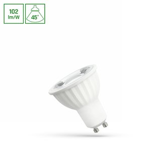 LED žárovka GU10 6W 500 lm, 3000K, čočka 45°, bílá LED žárovka GU10 6W 500 lm, 3000K, čočka 45°, bílá